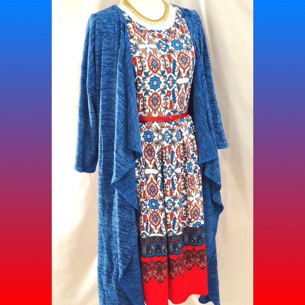 LuLaRoe red white and blue dipped Amelia unicorn